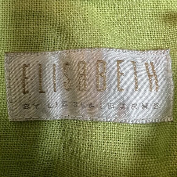 Elisabeth Women's Size 16 Button Up Shirt 100% Linen Long Sleeves Lime Green - Picture 5 of 9